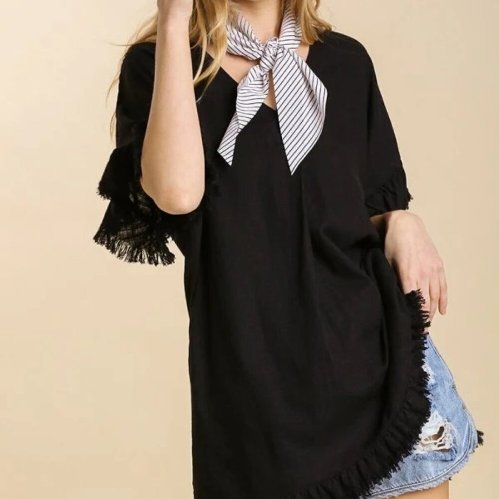NWT Umgee linen blend ruffled tunic top dress swim cover XL